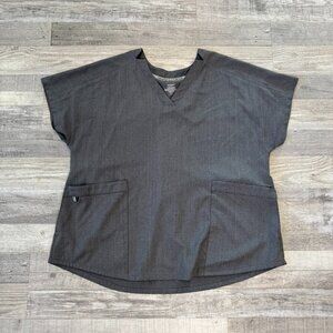 Climate Right by Cuddl Duds grey short sleeve V-neck scrubs top women XL O41